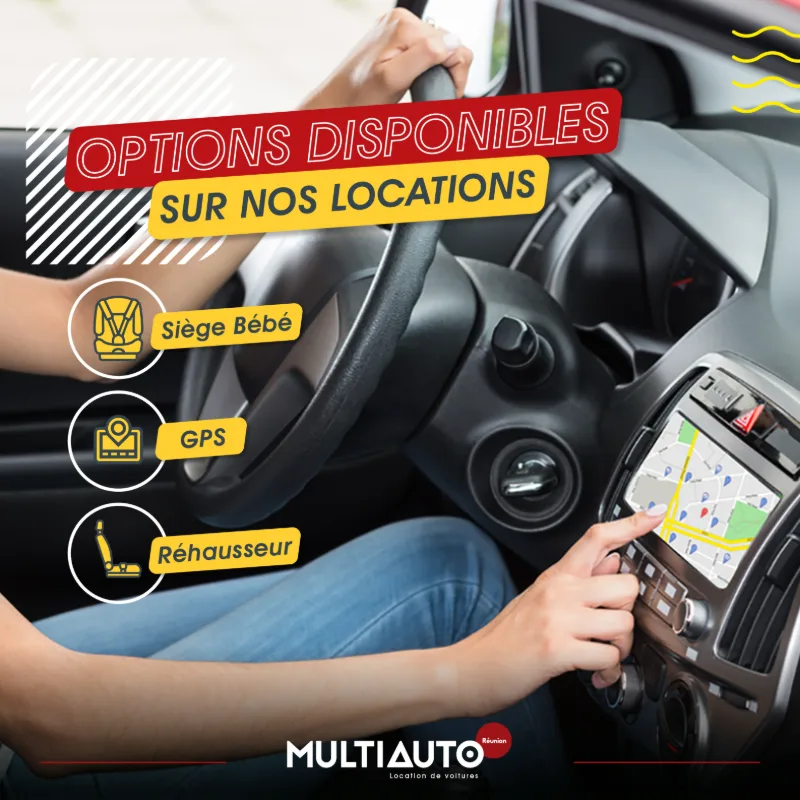 Options available: baby seat, GPS and booster