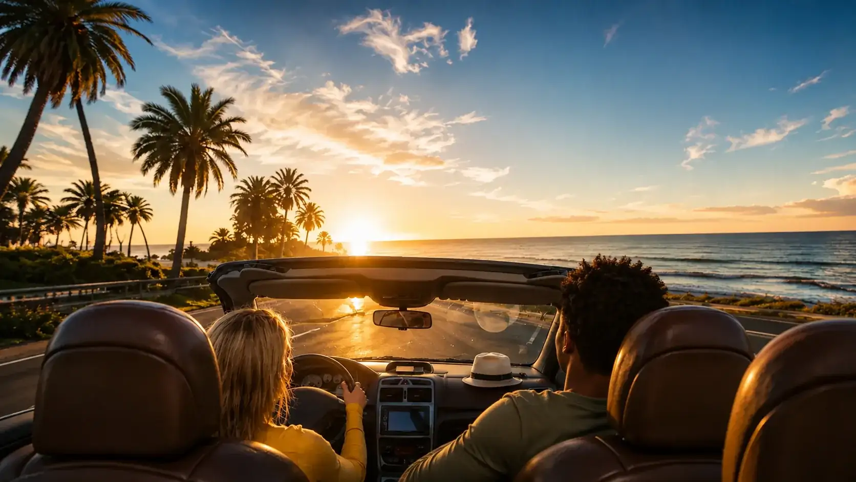 Coucher de soleil sur la route, La Réunion