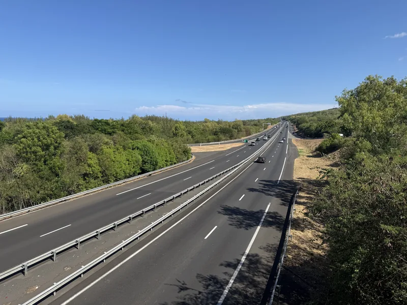 Highland road in Réunion towards the volcano by car
